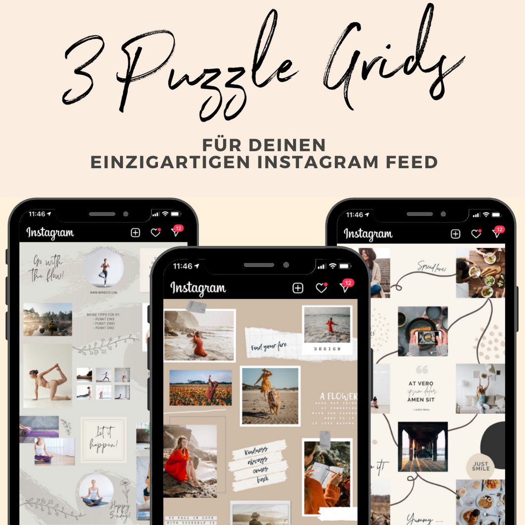 Instagram Puzzle Grids | Canva Vorlagen | 3er Pack